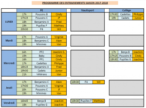 Entrainements 2017-18